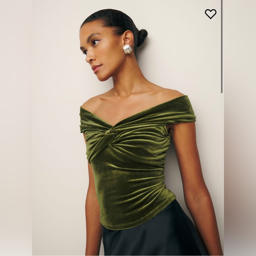 Reformation green velvet top